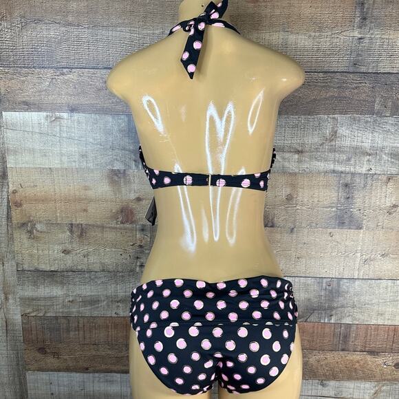 Victoria's Secret Miraculous Polka Dot Push Up Halter Bikini Top 34C Bottoms Med - Picture 9 of 15